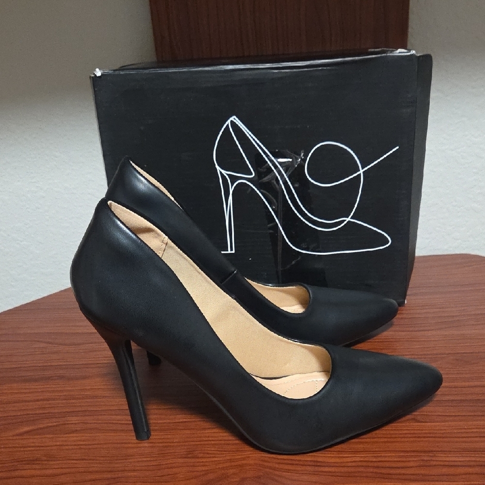 MYSOFT Elegant Black Classic Stiletto Heels Size 10